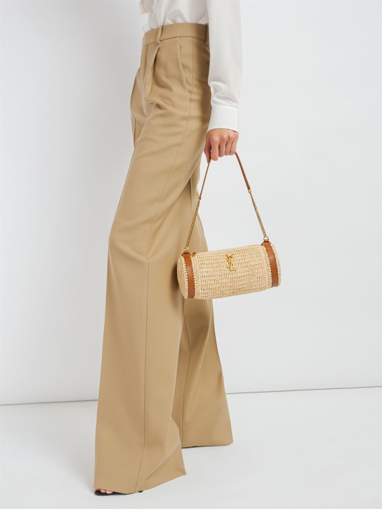 Saint Laurent: Raffia shoulder bag - Naturel - women_1 | Luisa Via Roma