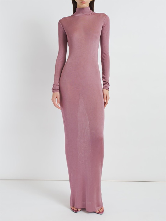 Saint Laurent: Viscose long dress - Mauve - women_1 | Luisa Via Roma