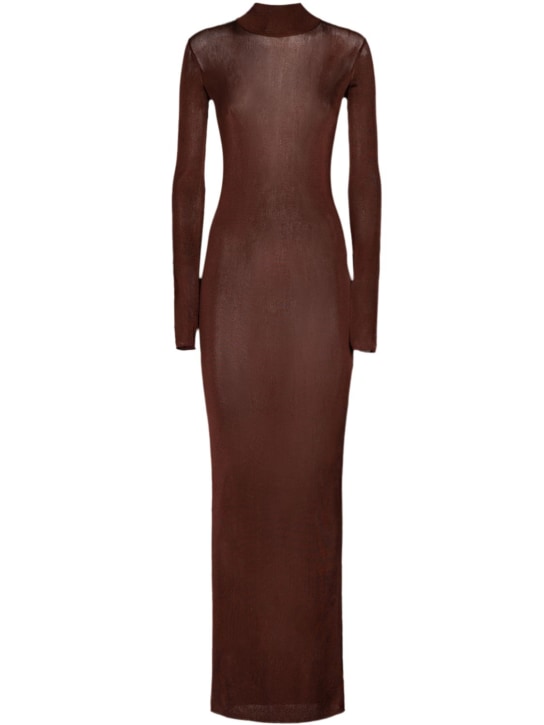 Saint Laurent: Viscose long dress - Chocolat - women_0 | Luisa Via Roma