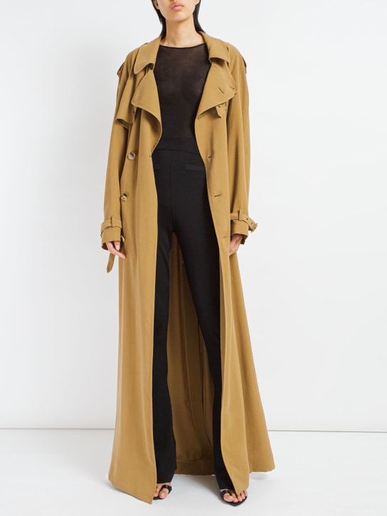 Saint Laurent: Twill trench coat - Sable - women_1 | Luisa Via Roma