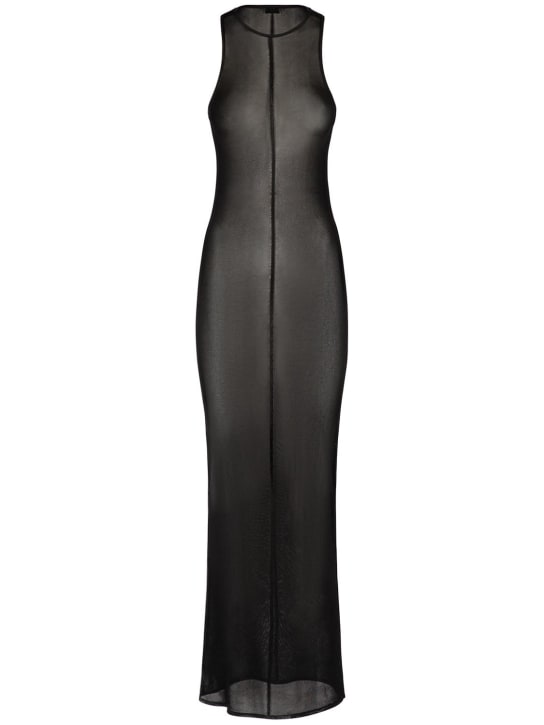 Saint Laurent: Vestido de viscosa sin mangas - Negro - women_0 | Luisa Via Roma
