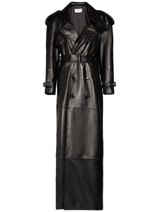 Leather long trench coat - Saint Laurent - Women | Luisaviaroma