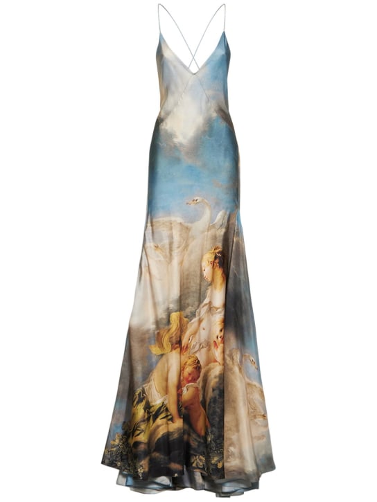 Roberto Cavalli: Cami silk twill printed long dress - women_0 | Luisa Via Roma