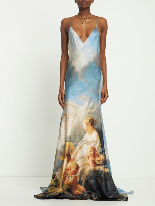 Roberto Cavalli: Cami silk twill printed long dress - women_1 | Luisa Via Roma