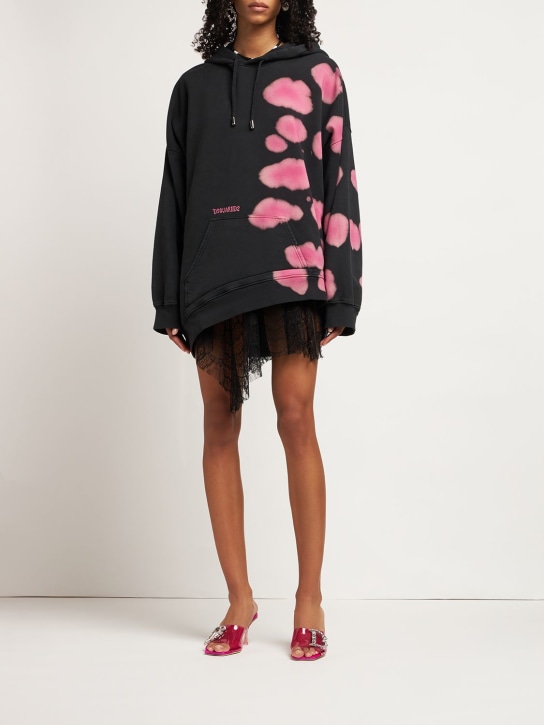 Dsquared2: Oversize tie dye print asymmetric hoodie - women_1 | Luisa Via Roma
