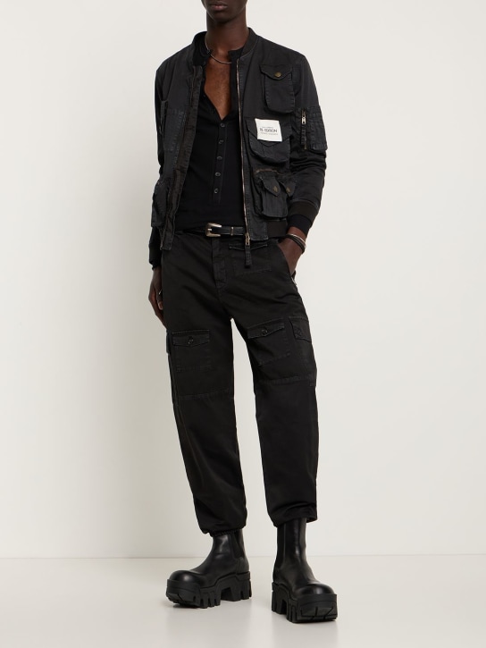 Dolce&Gabbana: Kumaş boyamalı streç pamuklu bluz - Siyah - men_1 | Luisa Via Roma