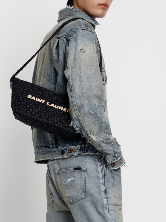 Saint Laurent: Le Rafia shoulder bag - Black - women_1 | Luisa Via Roma