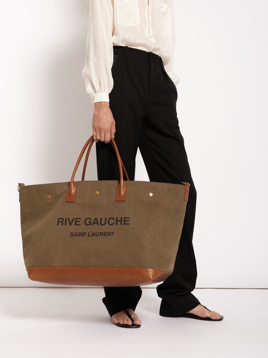 Saint Laurent: Borsa shopping maxi Cabas Rive Gauche - Khaki/Marrone - men_1 | Luisa Via Roma