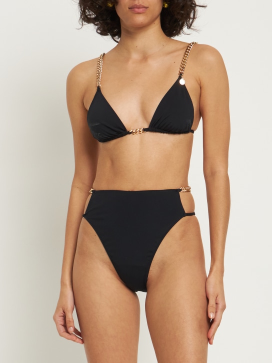 Stella McCartney: HOCHTAILLIERTER BIKINISLIP „FALABELLA“ - Schwarz - women_1 | Luisa Via Roma