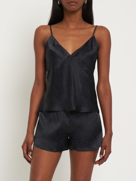 Stella McCartney: Caraco en soie - Noir/Gris - women_1 | Luisa Via Roma