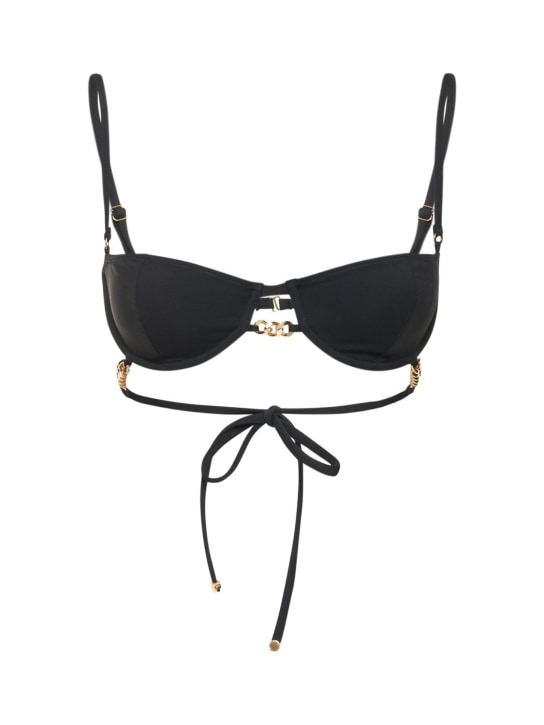 Stella McCartney: Haut de bikini à armature Falabella - Noir - women_0 | Luisa Via Roma