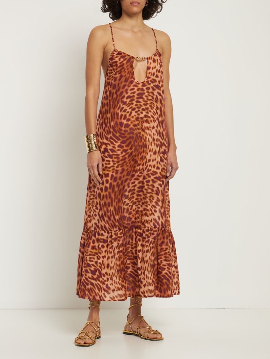 Stella McCartney: Vestido largo estampado - Rosa/Multi - women_1 | Luisa Via Roma