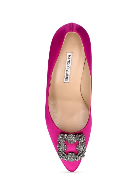 Manolo Blahnik: 70mm Hangisi satin pumps - Dark Pink - women_4 | Luisa Via Roma