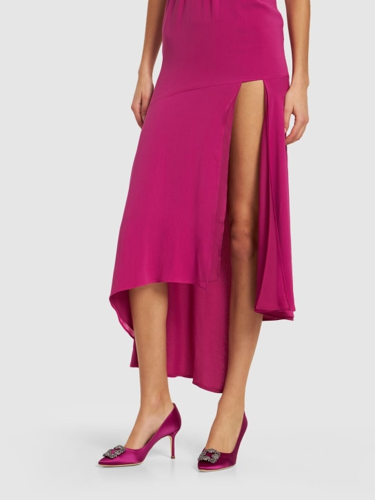Manolo Blahnik: 70mm Hangisi satin pumps - Dark Pink - women_1 | Luisa Via Roma