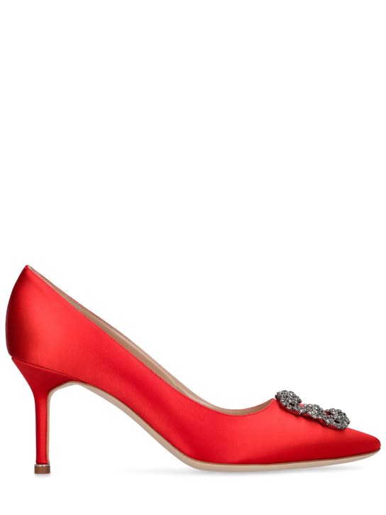 Manolo Blahnik: Zapatos de tacón de satén 70mm - Rojo - women_0 | Luisa Via Roma