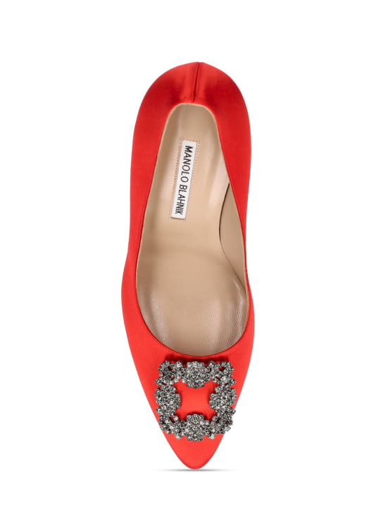 Manolo Blahnik: 105mm Hangisi satin pumps - Red - women_4 | Luisa Via Roma