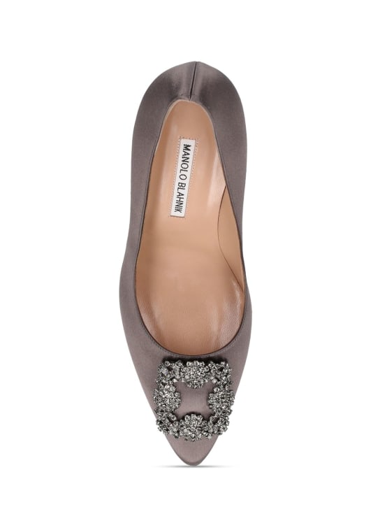 Manolo Blahnik: 105毫米Hangisi绸缎高跟鞋 - 灰色 - women_4 | Luisa Via Roma