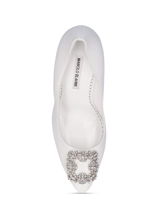 Manolo Blahnik: 105毫米Hangisi皮革高跟鞋 - 白色 - women_4 | Luisa Via Roma
