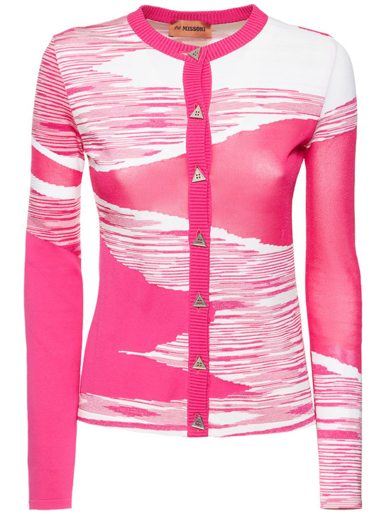 Missoni: Space dyed knit cardigan - Pink/White - women_0 | Luisa Via Roma