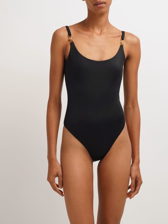 Versace: Medusa链条肩带连体泳衣 - 黑色 - women_1 | Luisa Via Roma
