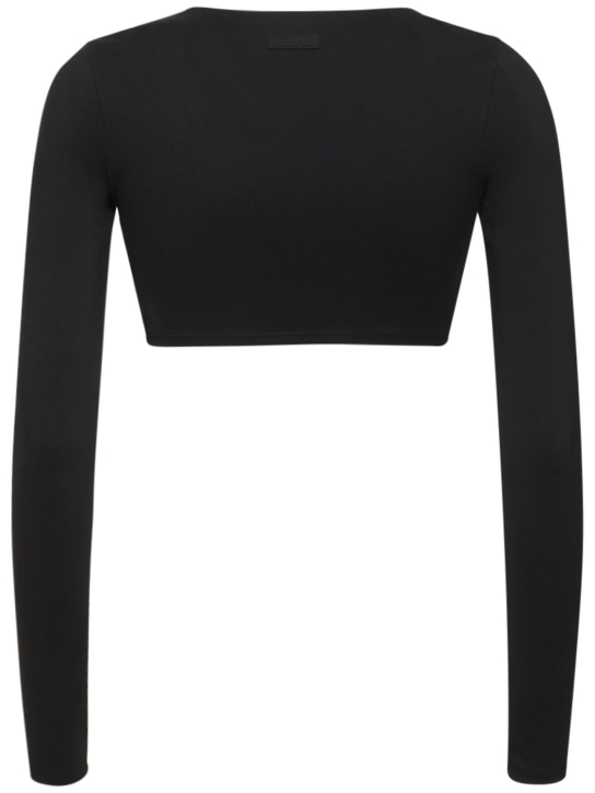 Versace: Langarm-Shirt aus Technojersey - Schwarz - women_4 | Luisa Via Roma