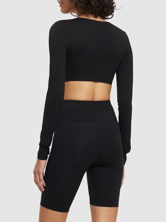 Versace: Langarm-Shirt aus Technojersey - Schwarz - women_2 | Luisa Via Roma