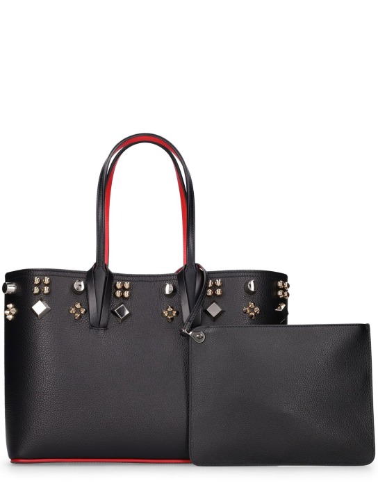 Christian Louboutin: Small Cabata spiked leather tote bag - Black/Multi - women_1 | Luisa Via Roma