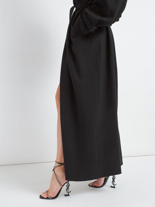 Saint Laurent: 110毫米Opyum绸缎凉鞋 - 黑色 - women_1 | Luisa Via Roma