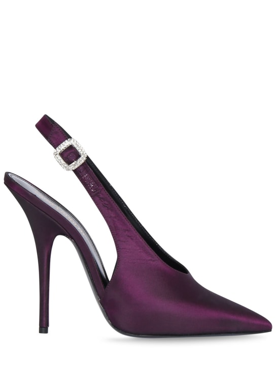 Saint Laurent: Zapatos destalonados Yasmeen de shantung 115mm - Ciruela - women_0 | Luisa Via Roma