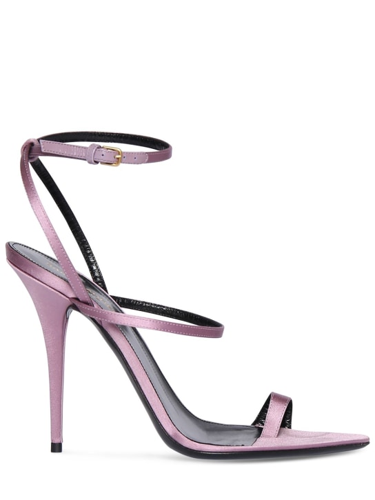 Saint Laurent: 110毫米Dive绸缎凉鞋 - Ancient Pink - women_0 | Luisa Via Roma