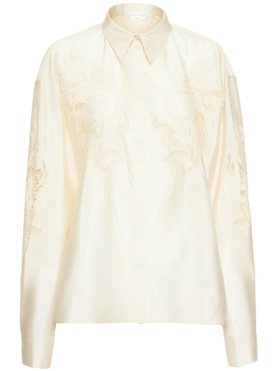 Zuhair Murad: Leichtes Taft- und Spitzenhemd - Weiß - women_0 | Luisa Via Roma