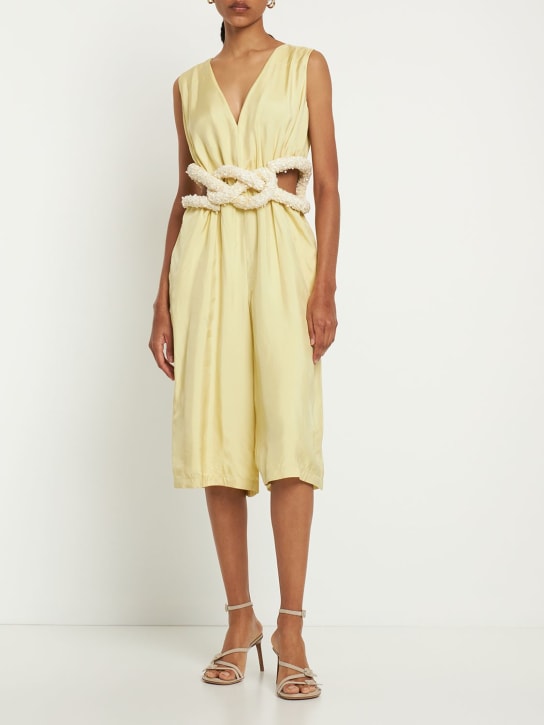 Jil Sander: ビスコースサテンジャンプスーツ - イエロー - women_1 | Luisa Via Roma