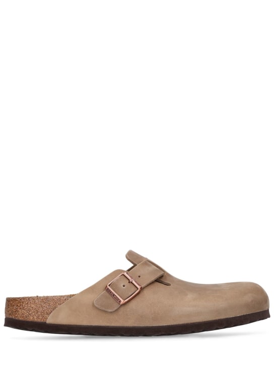 BIRKENSTOCK: Boston oiled leather sandals - Tabacco Brown - men_0 | Luisa Via Roma