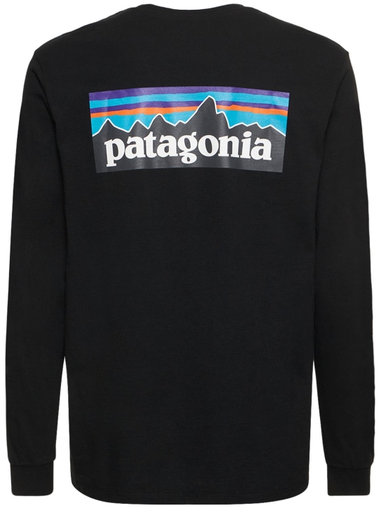 Patagonia: T-shirt à logo P-6 - Noir - men_0 | Luisa Via Roma