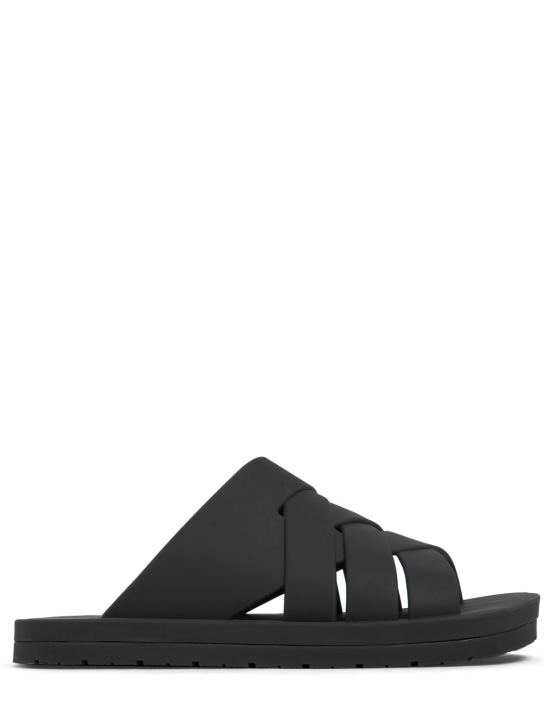Bottega Veneta: Flinston rubber sandals - Black - men_0 | Luisa Via Roma