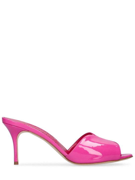 Manolo Blahnik: 70mm Houramu patent leather mules - Pink - women_0 | Luisa Via Roma