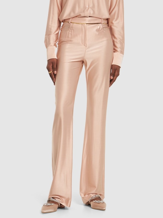 Manolo Blahnik: 10mm Lurum satin flats - Blush - women_1 | Luisa Via Roma