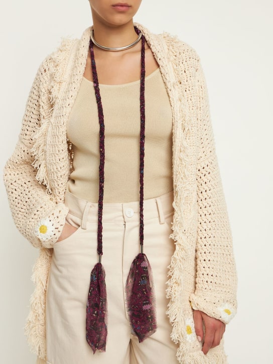 Isabel Marant: Collier foulard en soie Riviera - Fuchsia/Argent - women_1 | Luisa Via Roma