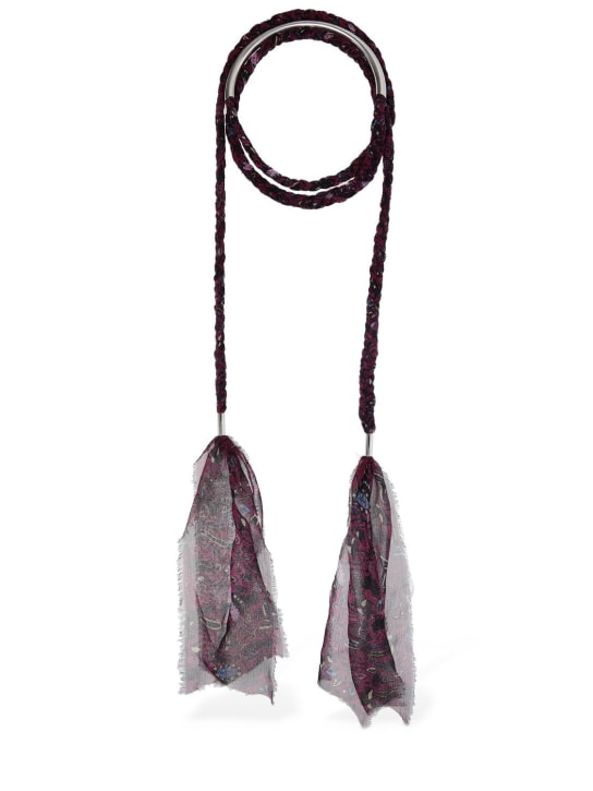 Isabel Marant: Riviera silk scarf necklace - Fuchsia/Silver - women_0 | Luisa Via Roma