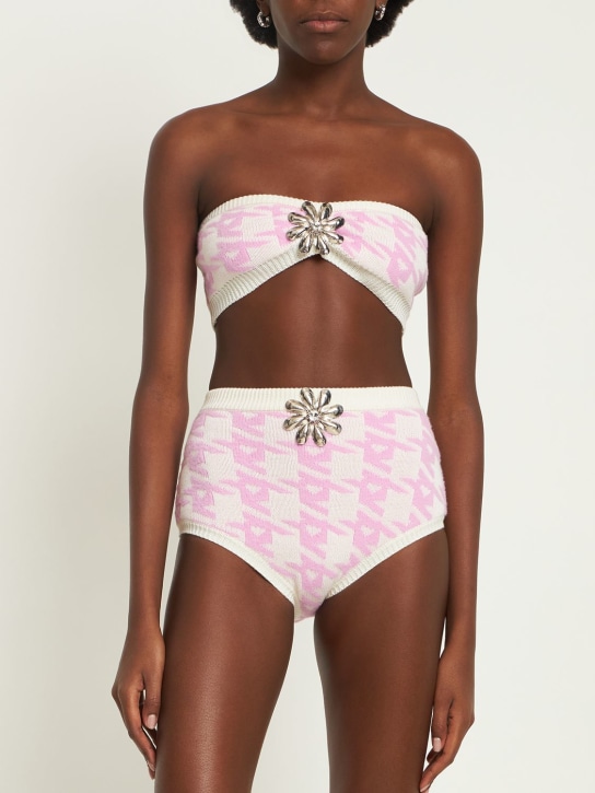 Area: Mussel flower wool blend hot pants - Pink - women_1 | Luisa Via Roma