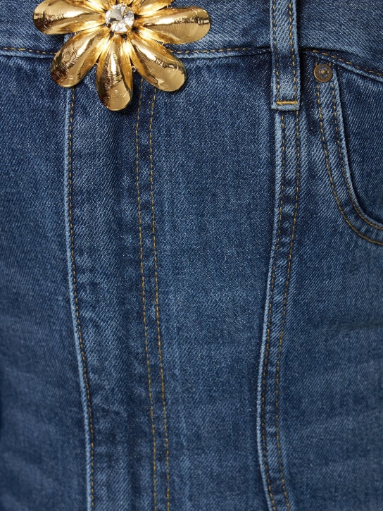 Area: Mussel flower strapless denim mini dress - Blue - women_1 | Luisa Via Roma