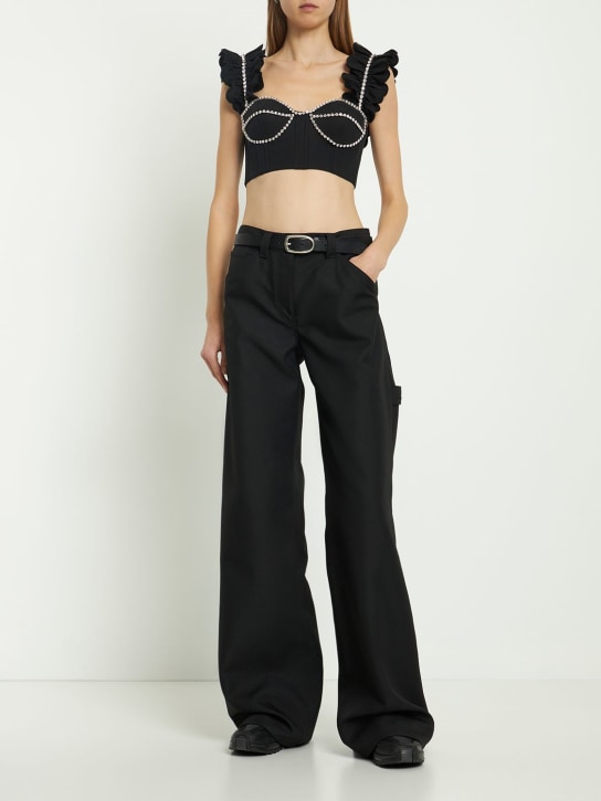 Area: Bustier aus Baumwollpopeline mit Rüschen - Schwarz - women_1 | Luisa Via Roma