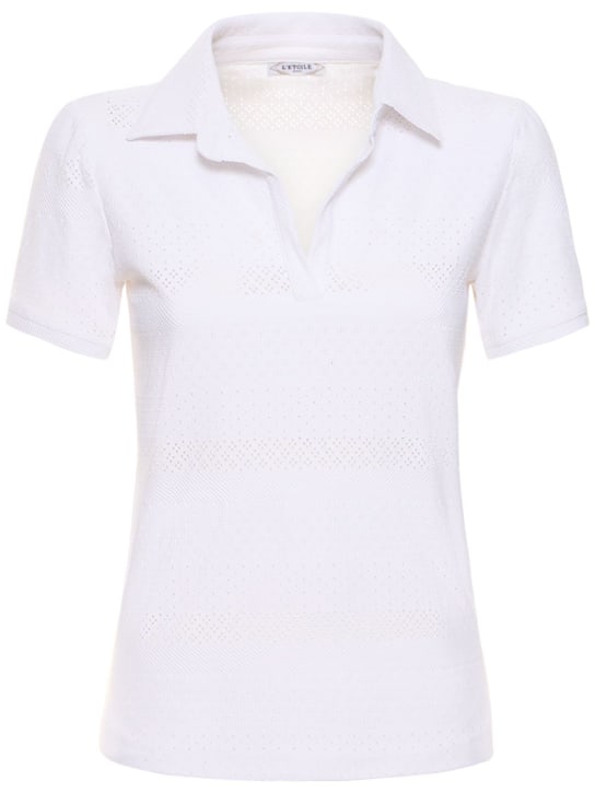 L'etoile Sport: Lace polo shirt - White - women_0 | Luisa Via Roma