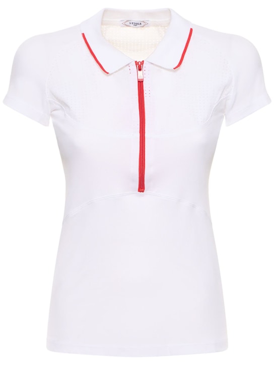 L'etoile Sport: Mesh zip performance polo - White - women_0 | Luisa Via Roma