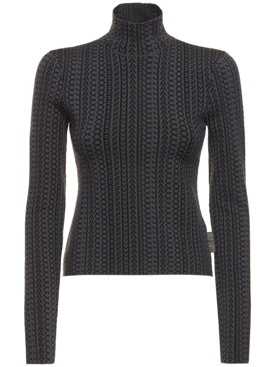 Marc Jacobs: Monogram compact knit mockneck sweater - Black - women_0 | Luisa Via Roma
