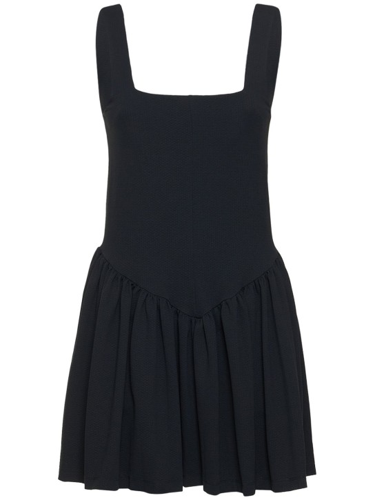 Marysia: Molla打褶弹力科技织物连衣裙 - 黑色 - women_0 | Luisa Via Roma