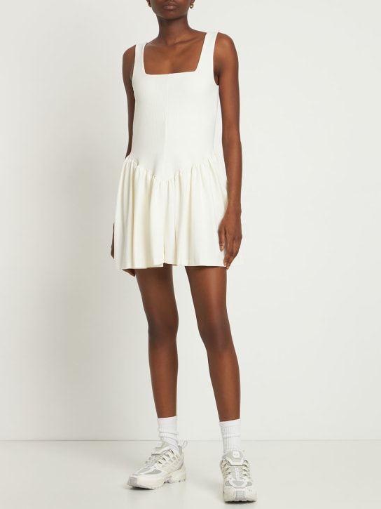 Marysia: Molla打褶弹力科技织物连衣裙 - 白色 - women_1 | Luisa Via Roma