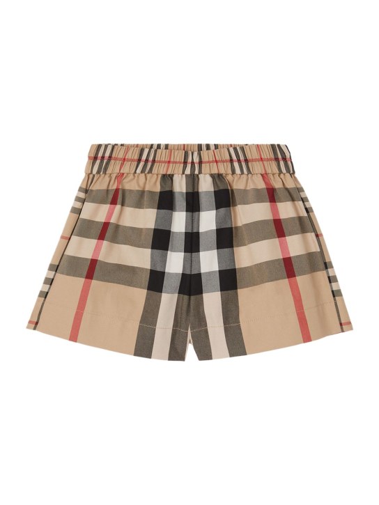 Burberry: Shorts de de algodón - Beige/Negro - kids-boys_0 | Luisa Via Roma