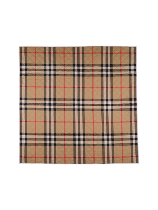 Burberry: Check print quilted cotton blanket - Beige/Black - kids-girls_0 | Luisa Via Roma