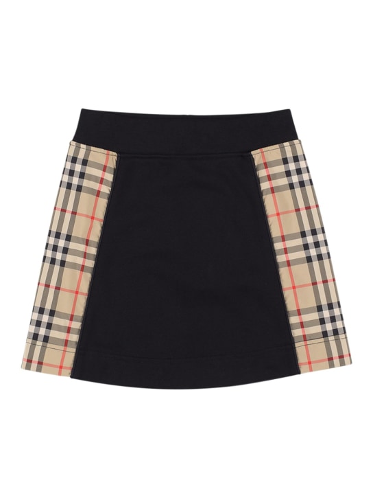 Burberry: Cotton skirt w/ Check bands - Black - kids-girls_0 | Luisa Via Roma